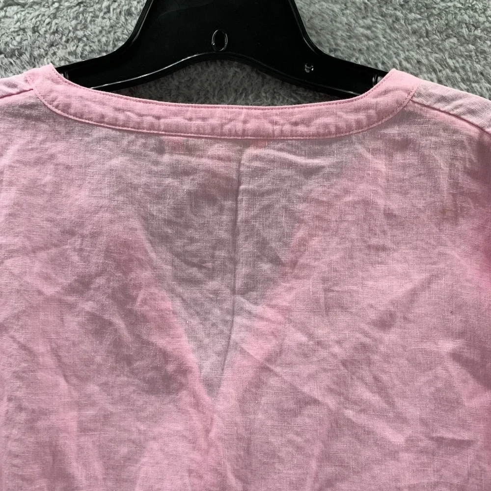 LILLY PULITZER Blouse Womens Large Top Linen Pink* - Picture 6 of 9